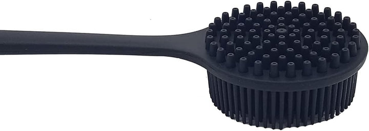 Back Scrubber for Shower Soft Silicone Bath Body Brush with Long Handle (Black)