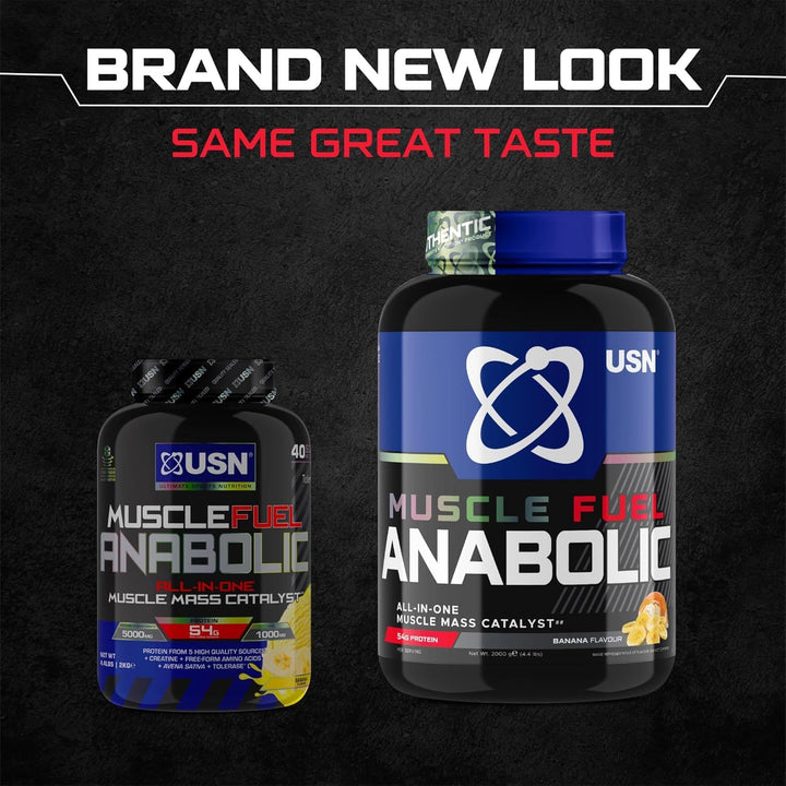 Muscle Fuel Anabolic All-In-One Muscle Mass Gainer, Banana Flavour - 2Kg, 54G Protein Powder, 5G Creatine Powder & 5G BCAA Powder for Maximum Muscle Growth, Post Workout Recovery Drink Mix
