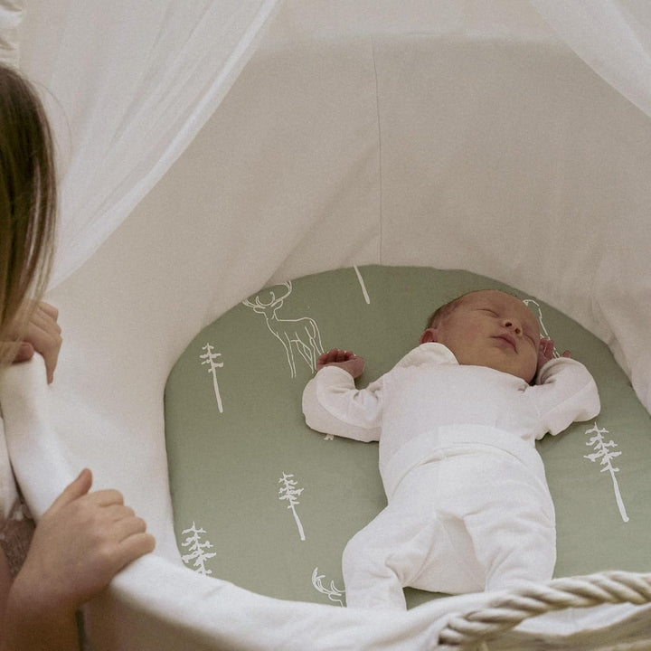 2 Pack Moses Basket Fitted Sheets, Newborn Pram Sheets Fitted, 100% Microfiber Oeko-Tex100 Cozy and Breathable Crib Baby Bassinet Sheets for Boy and Girl, Easy Care Soft Fitted Sheet