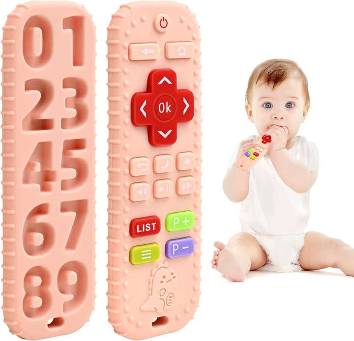 Teething Relief Teethers Toys for Babies 3-6 12 Months Gifts, Silicone Remote Control Baby Teether Bath Toys for 3 6 9 Months Newborn Infant Boy Girl Autism, Food Grade Silicone Sensory Toys, Black