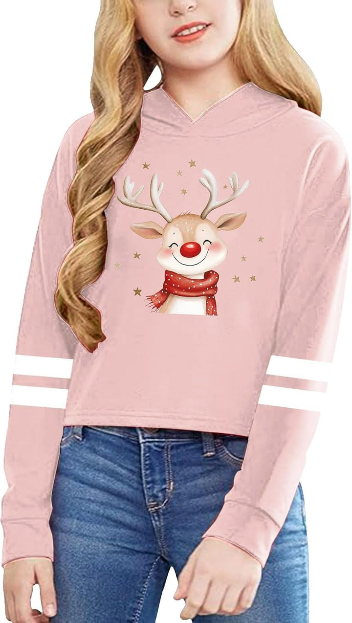 Hoodies for Girls Graphic Letter Print Pullovers Tops Long Sleeve Casual Soft Pullover Christmas Bags