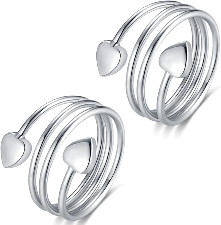 Lymphatic Drainage Magnetic Rings for Women - Copper Ring Finger Thumbs 7X Strength - Adjustable Solid Pure Copper with Present Box (Silver)