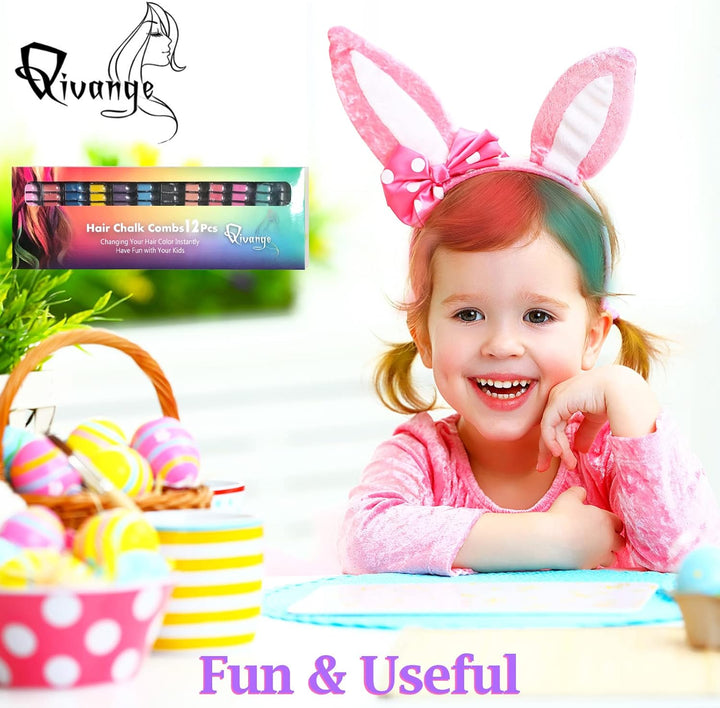 Hair Chalk Comb, 12 Colors Temporary Washable Hair Color Girls Gifts Brush Set for Kids, Boys & Girls Hair Dyeing, Party, Christmas and DIY