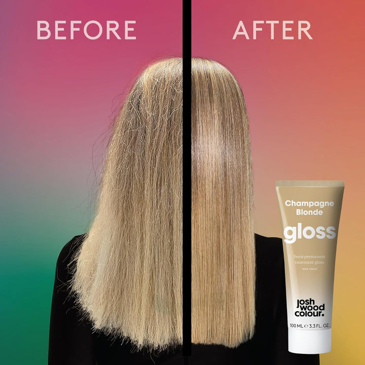 Josh Wood Hair Gloss (Champagne Blonde) - Semi-Permanent Gloss, Adds Warm and Golden Tones, Refreshes and Conditions Hair Colour - Lasts up to 6 Washes - 100% Vegan - Cream (100Ml)