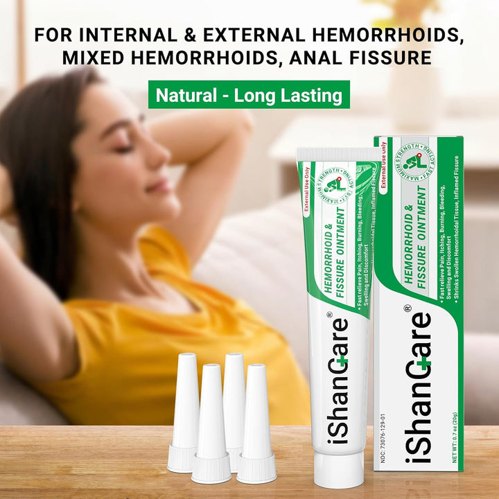 Hemorrhoid Cream, Hemorrhoid & Fissure Treatment Ointment Extra Strength, Relief Anal Pain, Itching, Bleeding, Swelling, Discomfort, Natural Herbs Fast Acting Ingredients, Contains Vitamin E