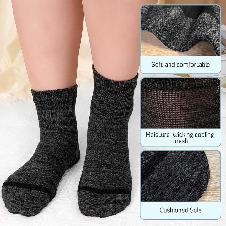 Bamboo Diabetic Socks for Women: Extra Wide Top Ankle Socks for Men - Non Elastic Gentle Loose Seamless for Swollen Feet Size 6-11 5 Pairs