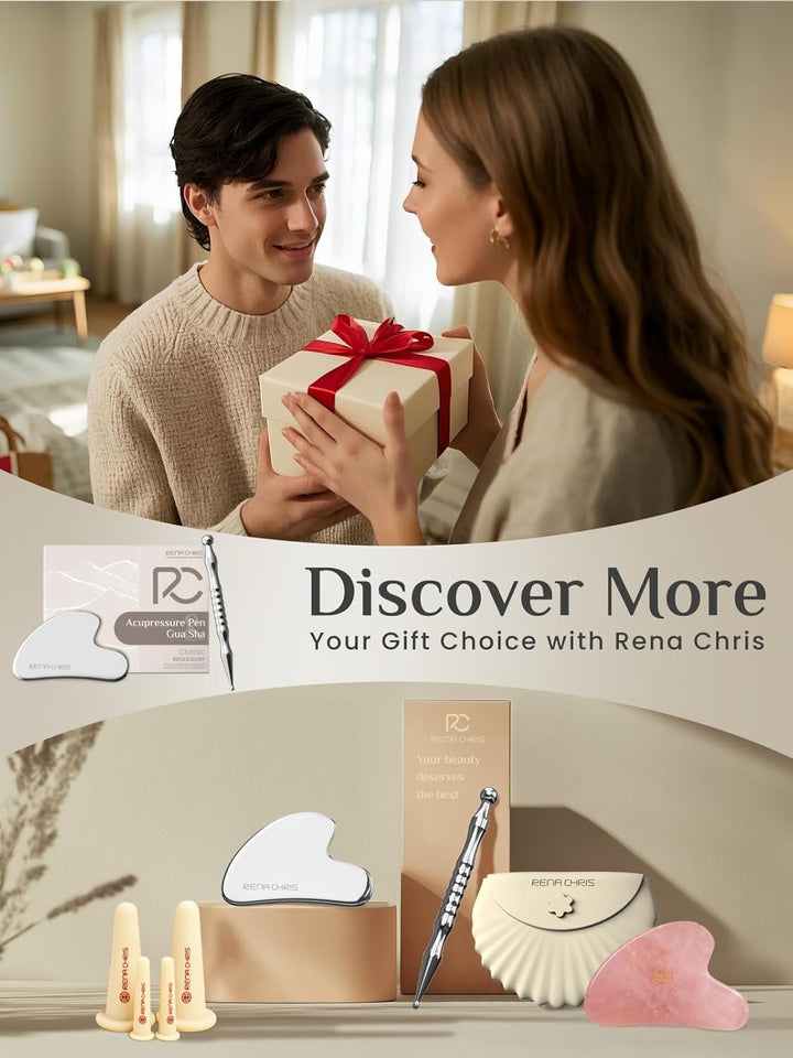 Stainless Steel Gua Sha and Acupuncture Pen, Manual Reflexology Tools for Muscle Tension and Pain Relief, Acupressure Pen and Gua Sha Set with Reflexology Chart, Easy to Use