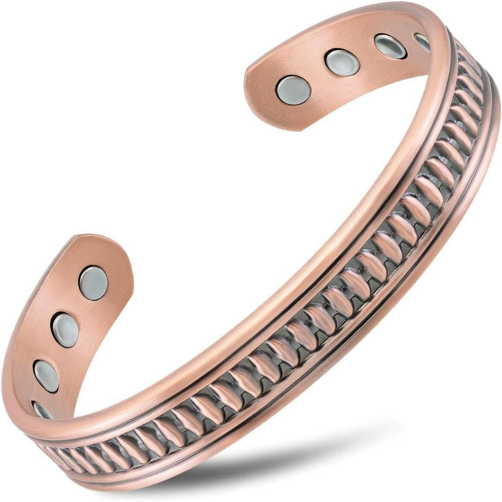 ® Pure Copper Magnetic Bracelet - Magnetic Copper Bracelets for Men - Adjustable Cuff + Gift Box (Twisted Copper)