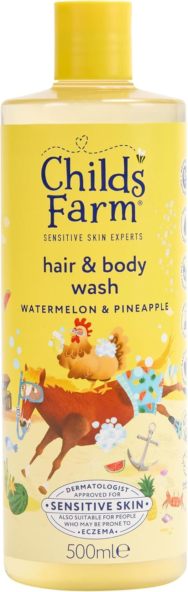 Kids Hair & Body Wash, Watermelon & Pineapple | Tear-Free, Gently Cleanses | Suitable for Dry, Sensitive Skin, 500Ml