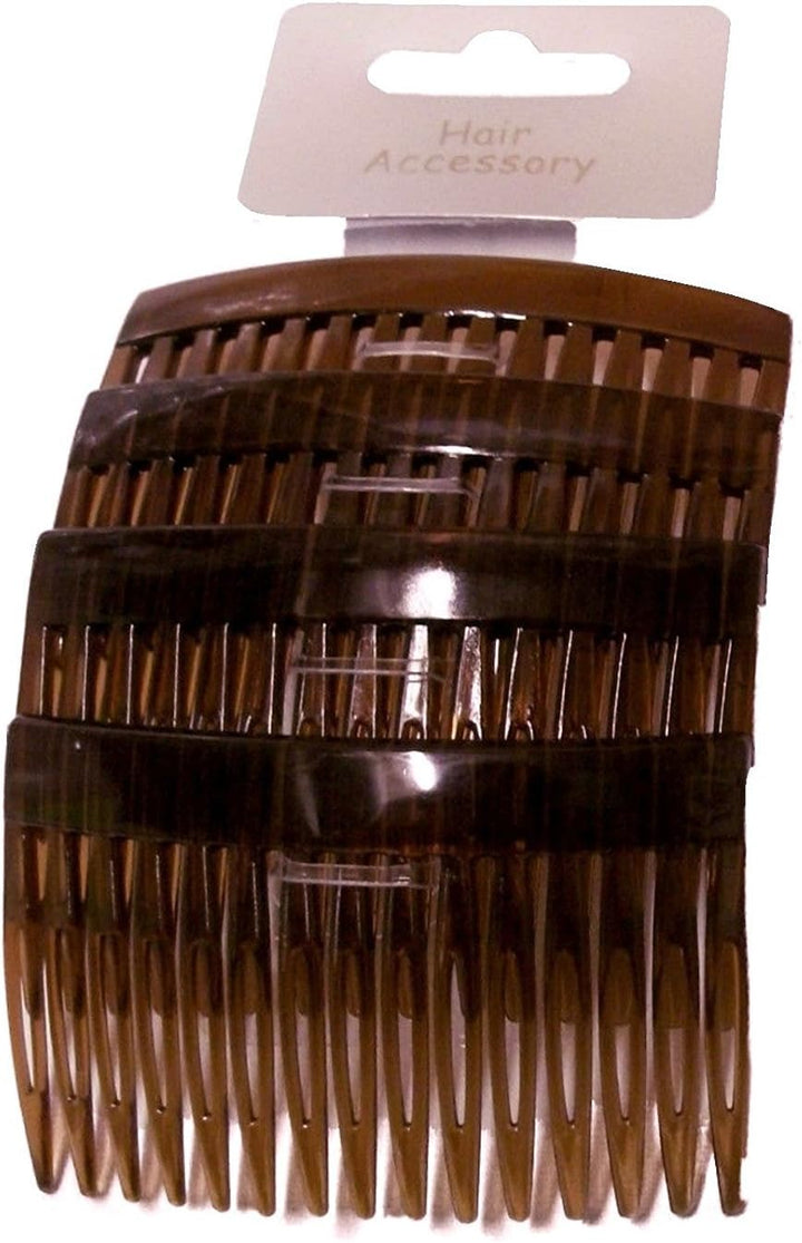 Set of 4 Tort Plain Hair Combs Slides 7Cm (2.8'')