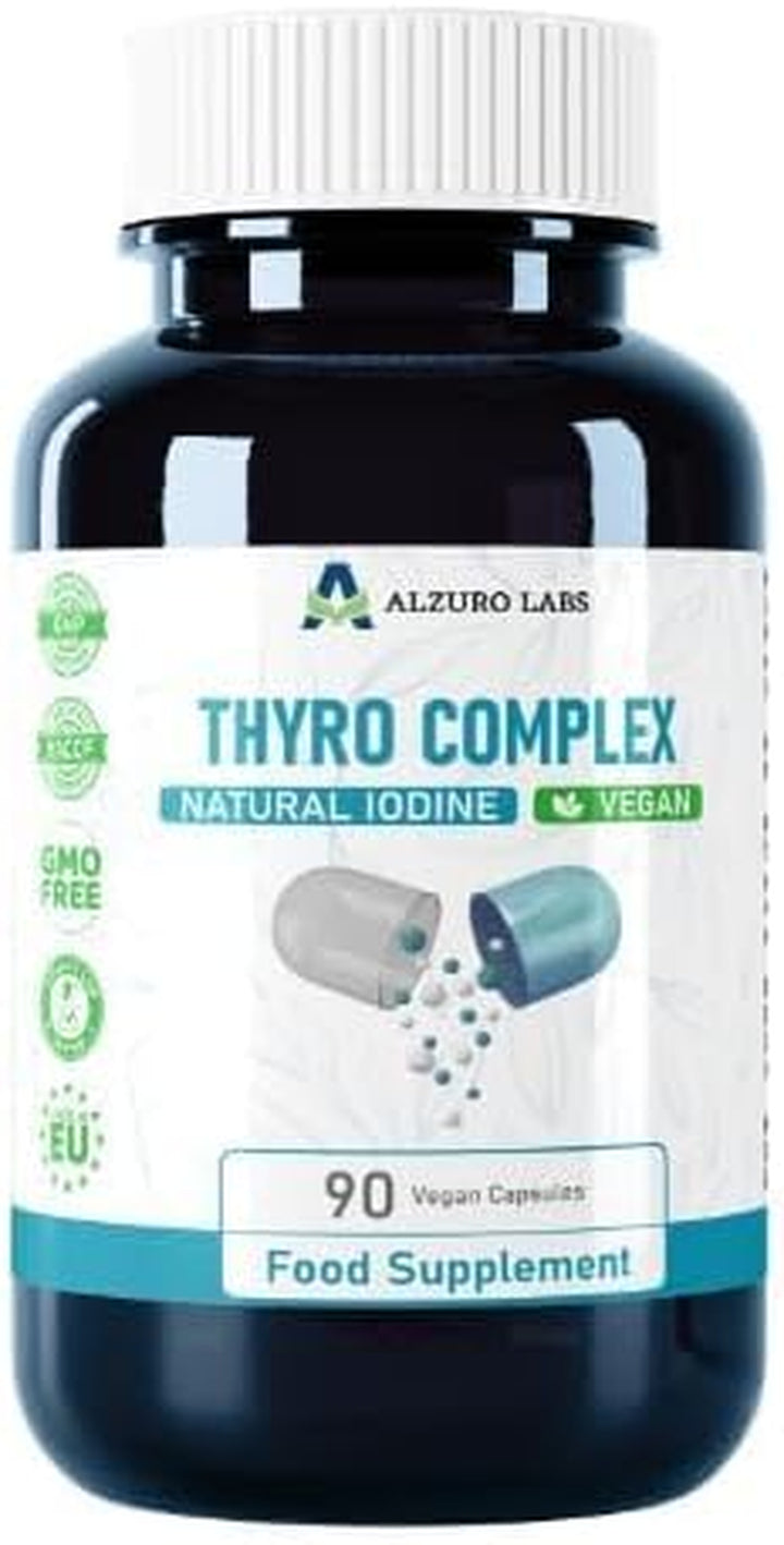 Thyro Complex with Natural Iodine | 90 Vegan Capsules | High Strength Thyroid Support | 3Rd Party Lab Tested | GMP | Gluten & GMO Free
