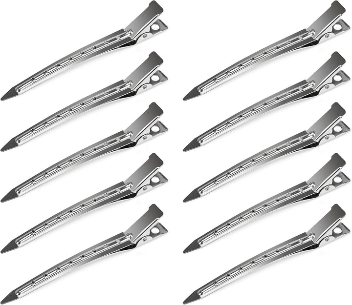 25 Pieces Duck Bill Hair Clips, 3.5 Inch Rustproof Metal Alligator Curl Clips with Holes for Hair Styling, Hair Coloring, Thick Hair Sectioning, Salon, Bows DIY, Silver (25 Pcs, 3.5In Silver)
