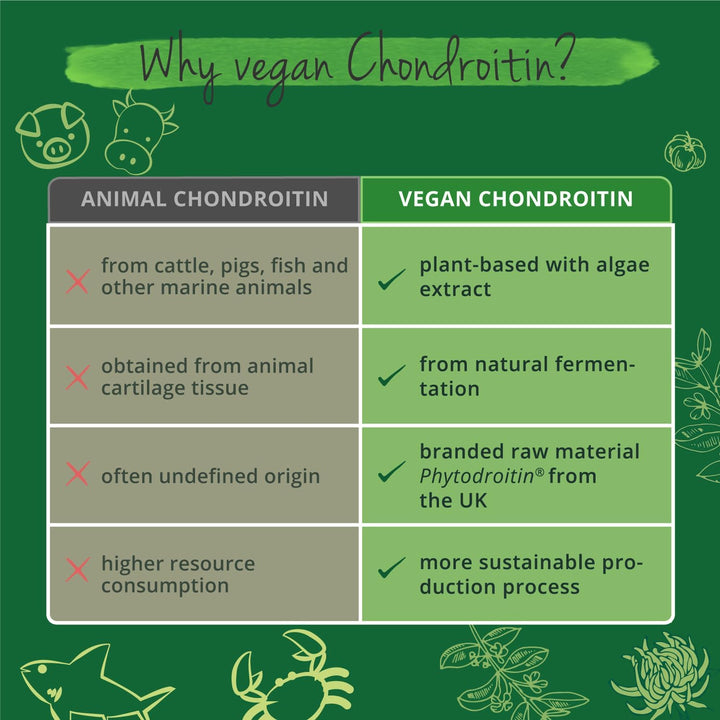 Vegan Glucosamine Complex | with Chondroitin, MSM, Devil'S Claw and VIT C | NO Additives, Lab-Tested | Joint Pain Relief | 180 Capsules