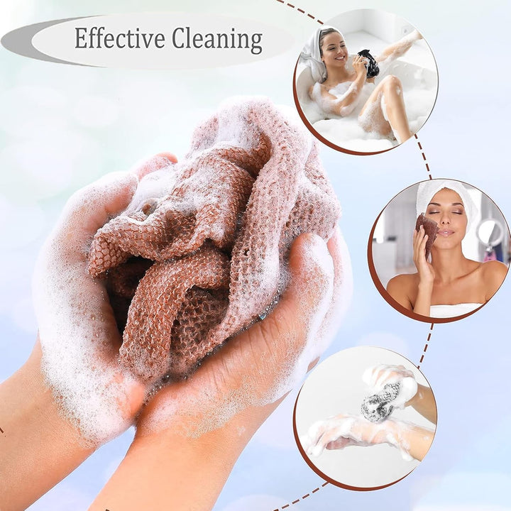 3Pcs African Sponge Bath, Exfoliating Net, Beauty Skin Wash Towel African Net Cloth Nylon Back Scrubbers Shower Body Cleaning Spa Massage Bath Towel Back Scrubber