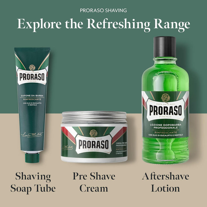 Pre Shave Cream, 300Ml, Refreshing Pre Shaving Cream for Men with Eucalyptus Oil and Menthol, Made in Italy, Green