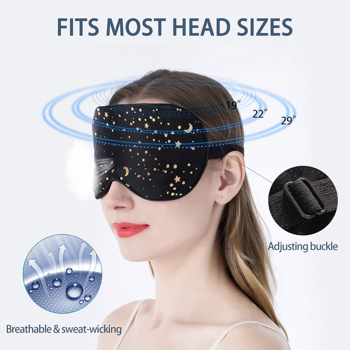 100% Silk Sleep Mask with Adjustable Strap,Comfortable and Super Soft Eye Mask Ultimate Sleeping Aid,Blindford Golden Moon