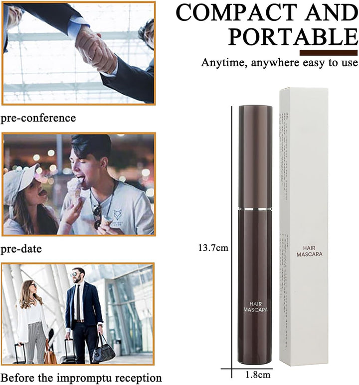 Quick Dry Gray Root Cover up Hair Mascara Stick - Smudge-Proof Temporary Root Touch up for Women Men - Concealer for Mustache and Beards in Brown