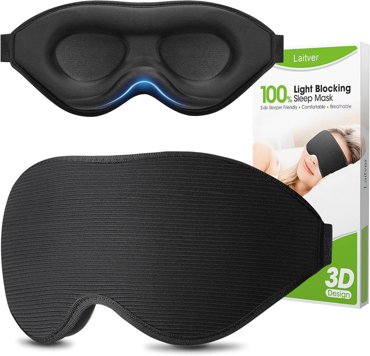 100% Blackout Sleep Mask for Women Men- Perfect Eye Sleeping Mask for Side Sleeper, Zero Eye Pressure, 3D Cutout Eyeball Movement Friendly, Ultra Soft & Comfortable Blindfold for Travel/Nap