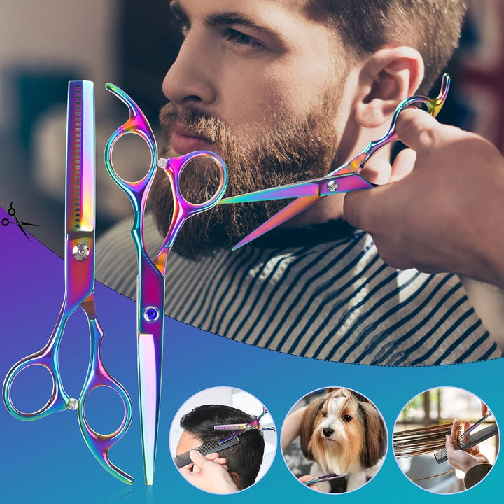 Hairdressing Scissors Thinning Scissors Set - 6.0 Inch + Presentation Case/Box + Black Comb + Thinning Hair Comb + Black Hair Clip