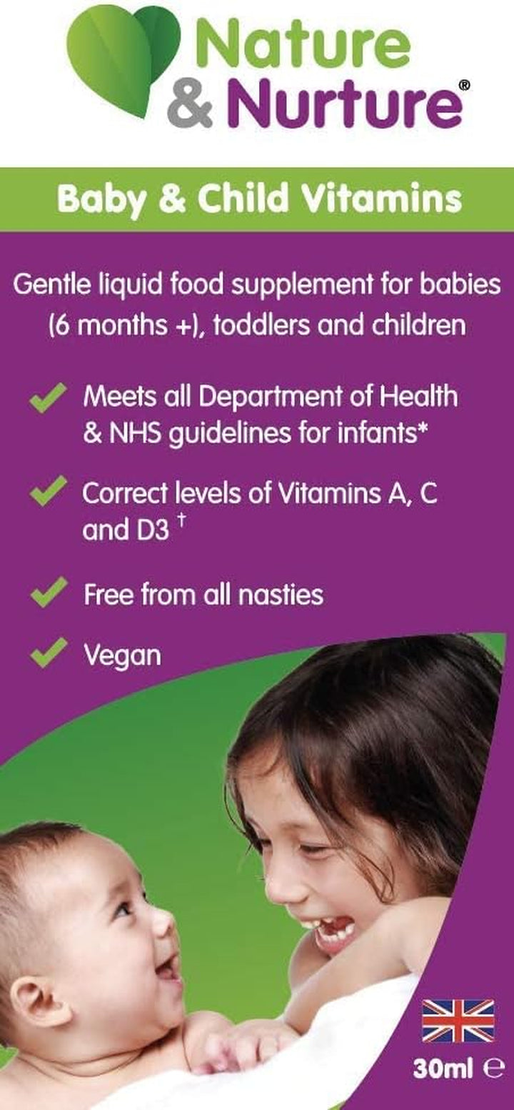 Award Winning  Baby & Child Vitamins. the Vegan-Friendly Gentle Liquid Multivitamin Drops for Babies, Toddlers and Children. Made in the UK. 60 Doses.
