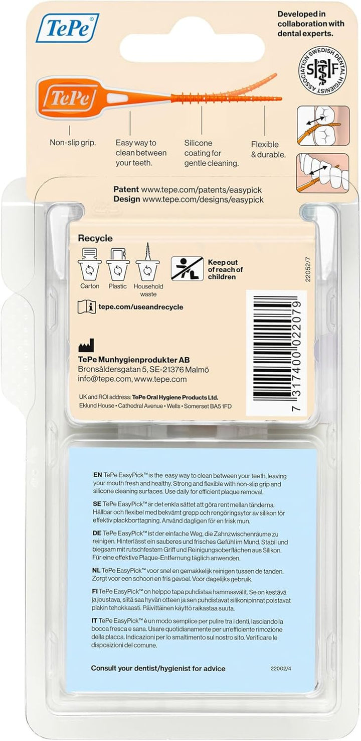 Easypick Toothpicks, Orange, ISO XS-S, 60Pcs, Dental Plaque Removal Tool, Efficient and Easy Cleaning between the Teeth, Toothpicks for Narrow Gaps