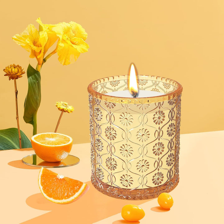 Orange Scented Candle, Refreshing Aromatherapy Home Scented, Natural Soy Wax Candles with Long Clean Burning, Gift Surprise for Yoga, SPA, Christmas, Birthday, Mother'S Day