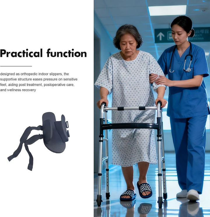 1 Pair Wide Supportive Slippers: Women after Surgery Adjustable Shoes - Orthopedic Hospital Patient Footwear - Comfort Washable for Home Care