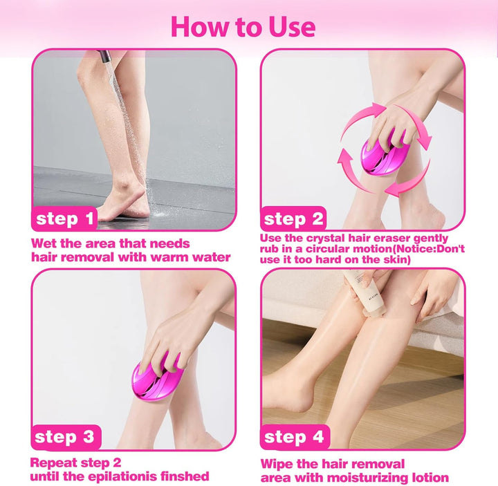 Crystal Hair Eraser,  Magic Crystal Hair Remover Stone, Nano Crystal Painless Exfoliation Hair Removal Tool Men and Women, Fast Easy Magic Crystal Hair Remover, Soft Smooth Silky Skin