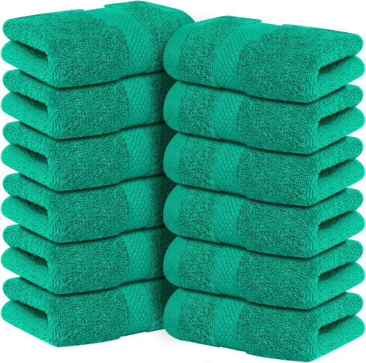 - 12 Pack Face Cloths |30X30 Cm| 100% Cotton Wash Cloths - Ultra Soft & Highly Absorbent Fingertip Towels for Spa, Gym, Hotel & Bathroom |Eloquent Blue|