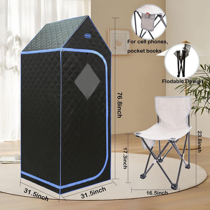 Sauna,Portable Sauna,Folding Full Body Infrared Sauna Tent with Remote Control,Infrared Panel,Folding Chair,For Personal Spa (Black)