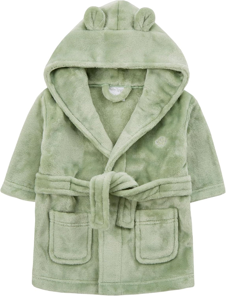Baby Boys & Girls Unisex Dressing Gown (Ages 6-24 Months) Soft Plush Flannel Fleece Hooded Bath Robe