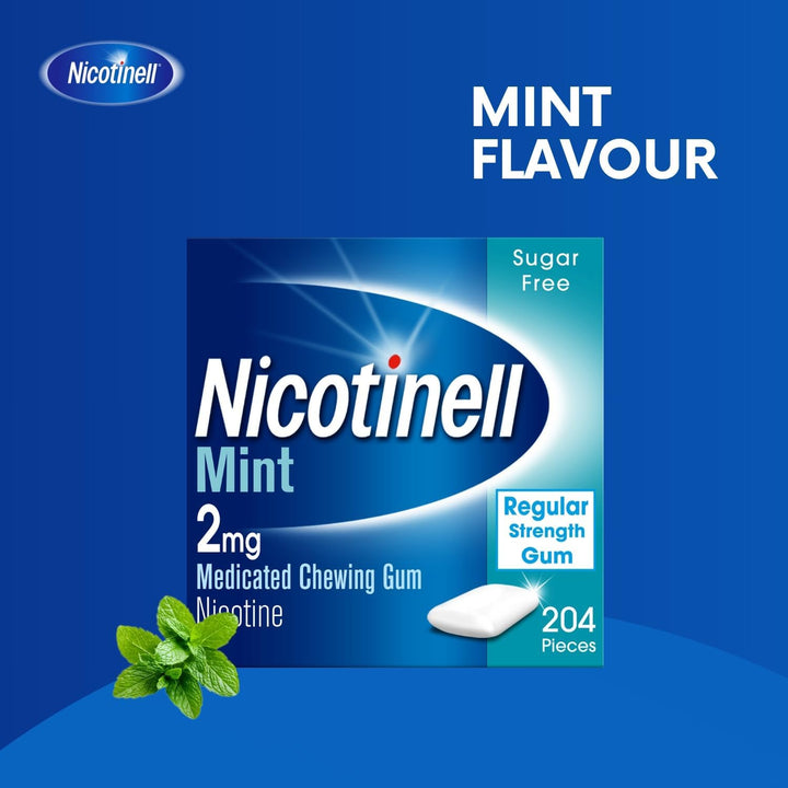 Mint Gum 2Mg (96 Pieces), Stop Smoking Aid, Sugar Free Nicotine Gum, Mint Flavour, 2Mg Regular Strength for Light Smokers, Quit Smoking Aid