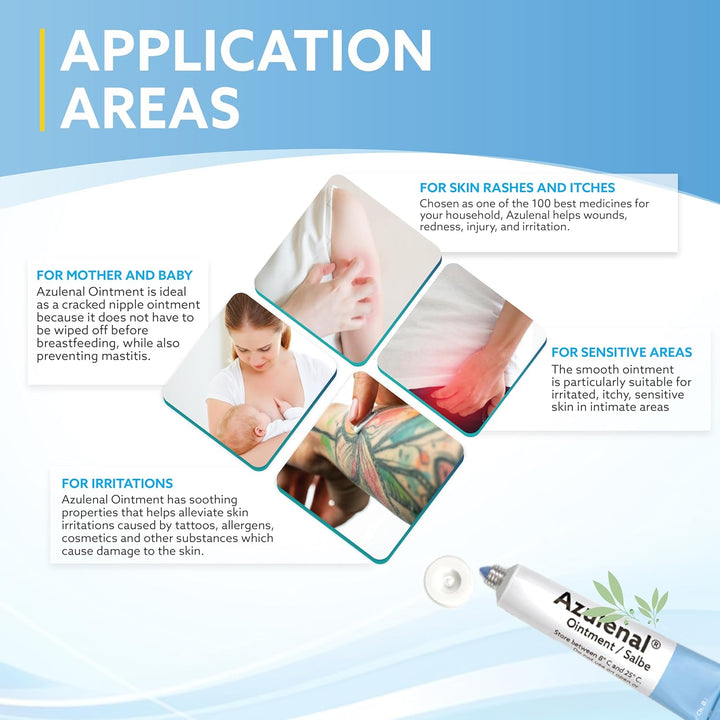 Ointment with Guaiazulene – Itch Relief & Wound Healing Cream for Burns, Cuts, Insect Bites, Hemorrhoids, Anal Fissures, Nappy Rash & Sore Nipples – Soothes Redness, Pain & Itching (50G)