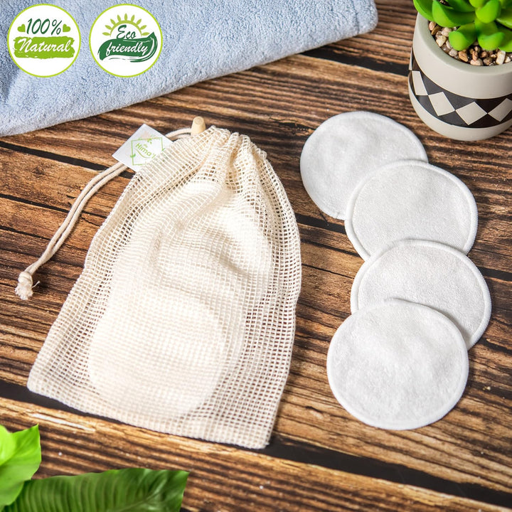 12 Pcs Reusable Makeup Remover Padswith Washable Laundry Bag | Bamboo Reusable Make up Remover Pads - Eco Friendly Soft & Gentle Reusable Cotton Pads Makeup Remover (Pack of 12)