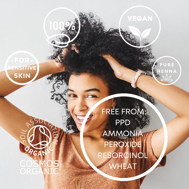 Organic Henna Hair Dye Very Dark Brown | 100% Natural, Vegan, & Gluten Free | PPD Free Hair Dye, Ammonia Free, Resorcinol Free, & Peroxide Free | Volumising, Strengthening, & Revitalising |