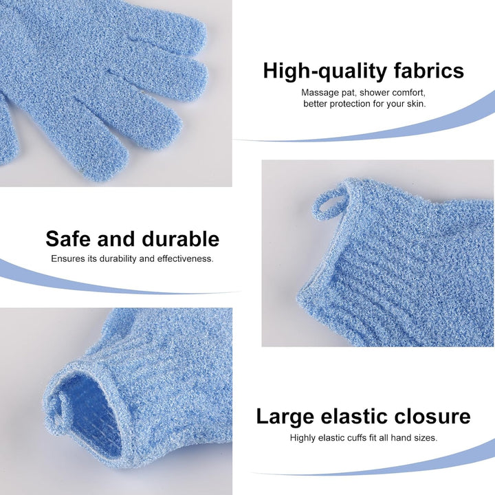 Exfoliating Gloves，6Pcs Bath and Body Exfoliator Mitts，Bamboo Shower Gloves ，Scrubs Away Ingrown Hair and Dead Skin，For Shower, Spa, Massage and Dead Skin Cell Remover Loofah（Blue+Green+Pink）