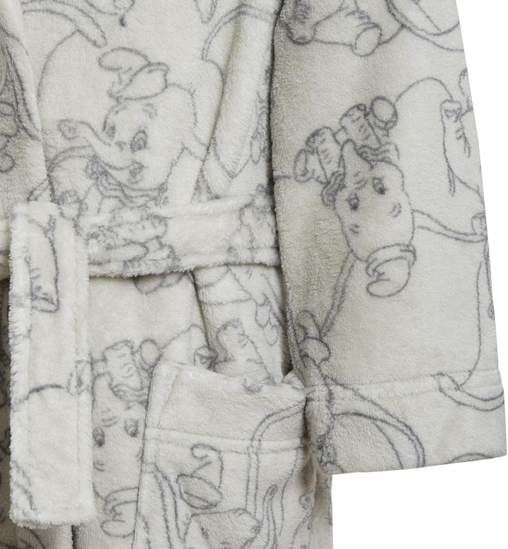 Baby Girls & Boys Dumbo Dressing Gown Kids Hooded Bath Robe Grey Elephant Unisex Fleece Nightwear