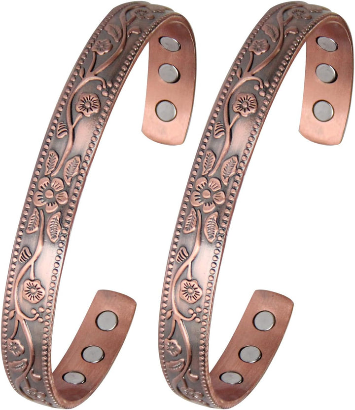 Copper Magnetic Bracelet for Women, 99.99% Pure Copper Cuff Bangle with 3500 Gauss Magnets, Adjustable Brazaletes with Jewelry Box