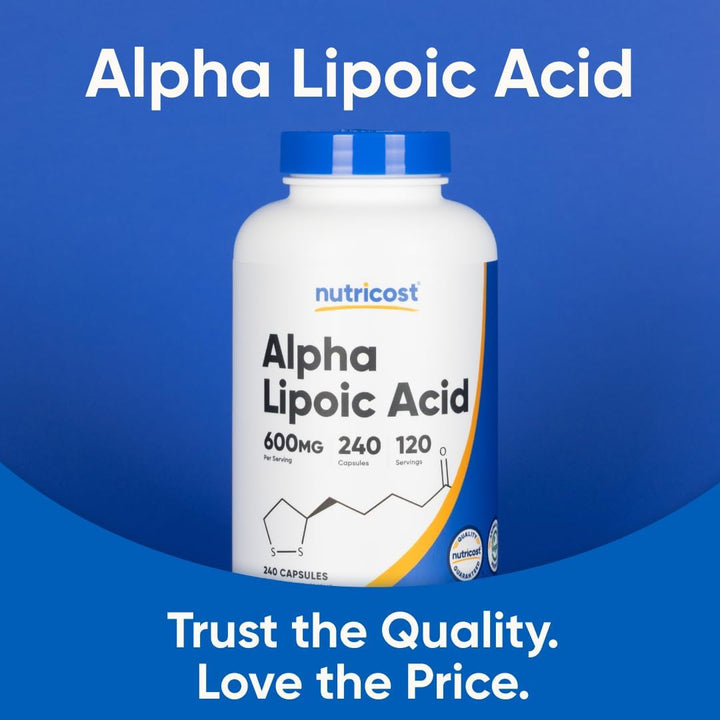 Alpha Lipoic Acid 600Mg per Serving, 240 Capsules - Gluten Free, Vegetarian Capsules, Soy Free & Non-Gmo