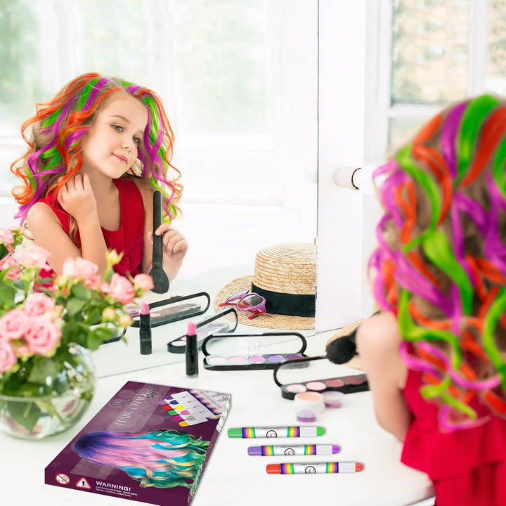 Hair Chalk Gift for Girls & Kids - 10 Pens Temporary Non-Toxic Easy Washable Hair Dye Colorful, Pens, Gift Birthday Party Girls