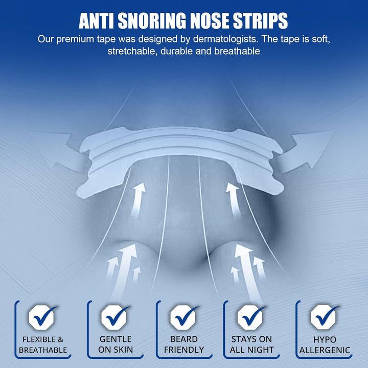 Nasal Strips 50 Pcs Nose Strips for Snoring Relief, Anti-Snoring Devices for Men and Women, Drug-Free Nose Strips to Relieve Congestion from Colds or Allergies,Snore Strips for Sports and Sleep