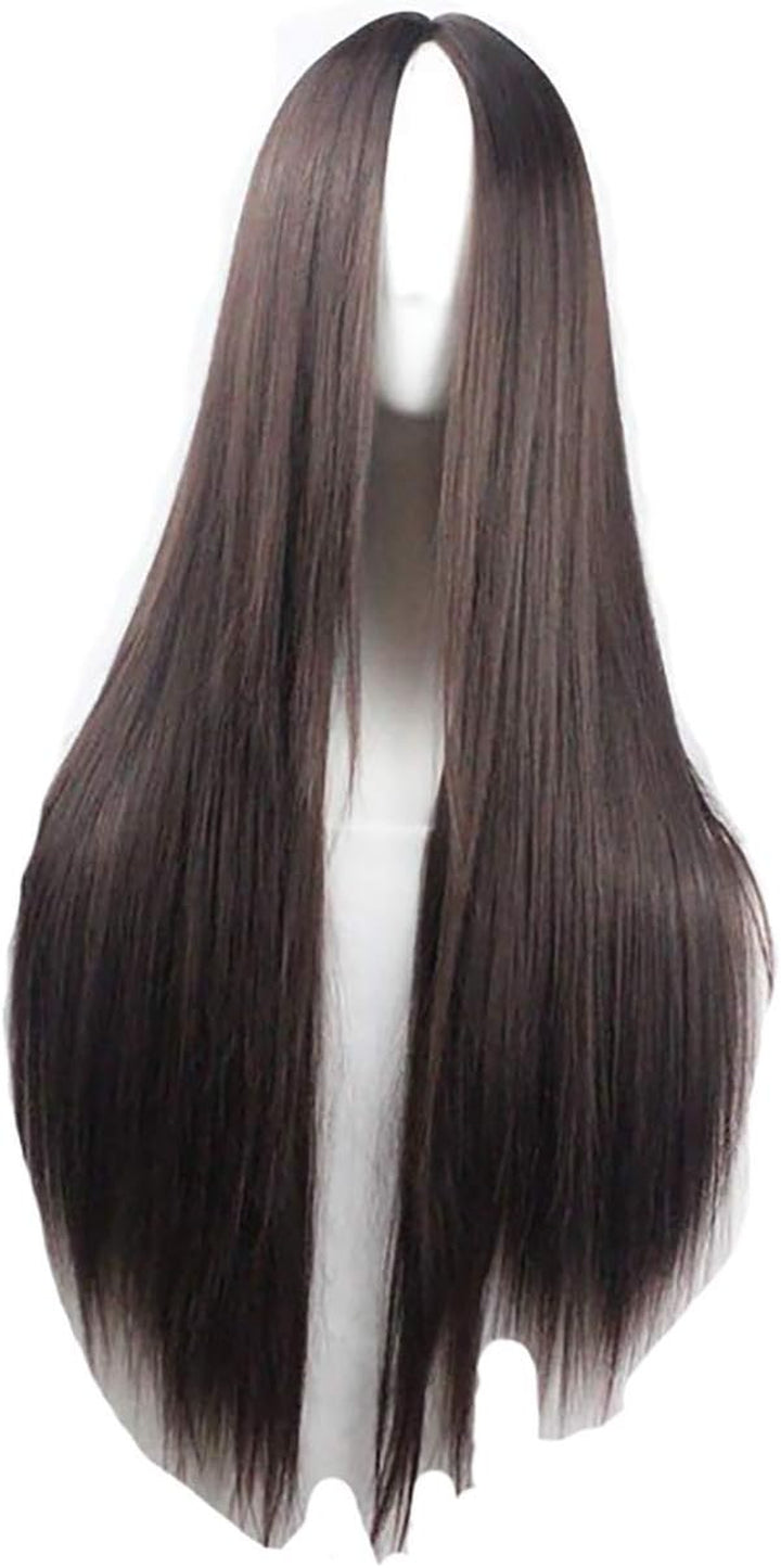 29.5 Inches 75Cm Ladies Long Straight Wig Black Heat Resistant Synthetic Wigs for Fun,Party & Night Out Cosplay Halloween Costume Wig