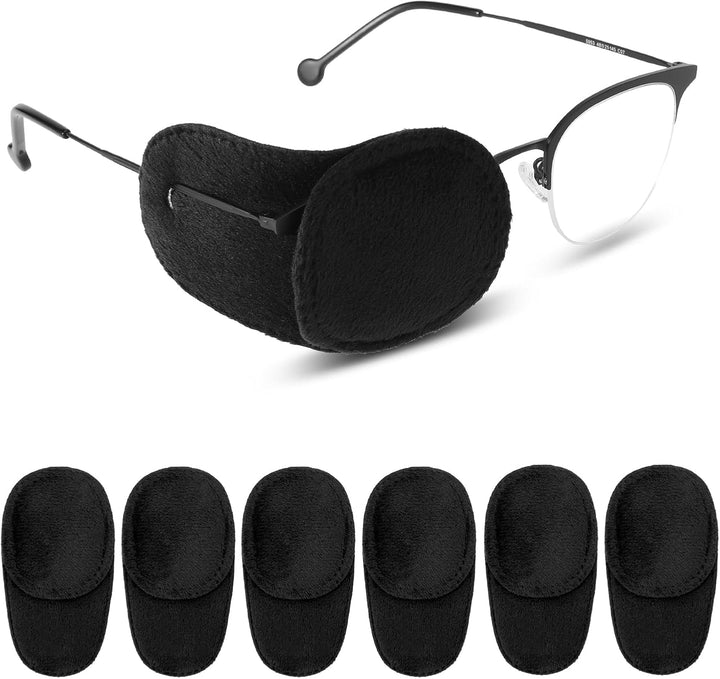4 Pcs Eye Patches for Adults Kids, Right & Left Eye Patch for Glasses, Reusable Lazy Eye Patch for Treating Lazy Amblyopia Strabismus after Surgery (Black)