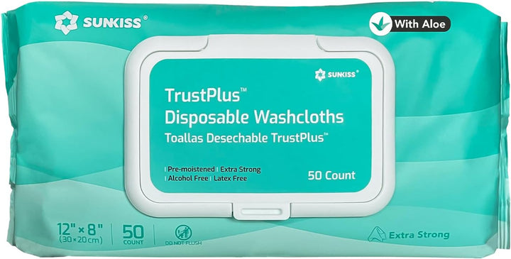 Trustplus Wet Wipes for Adult, Extra Thick 20 X 30 Cm Body Cleaning Wipes with Aloe for Incontinence & Cleansing, Fresh Scent, 50 Count