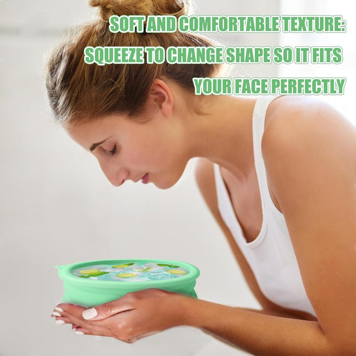 Silicone Ice Face Bowl, Foldable Facebowl with Built-In Icetray, Quick Cooling for Puffiness Relief, Soothe Skin, Bathroom Accessories, Home Travel Use(Red)