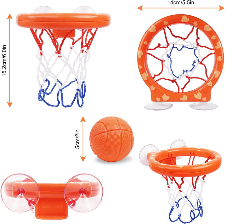 Baby Bath Toys, Bath Basketball Hoop for Baby, Bath Toys Fun Basketball Hoop & Balls Set 5 Balls Included, Bathes Toy Bathtub Basketballs Hoop with Strong Suction Cup, Fun Toddler Bathes Toy