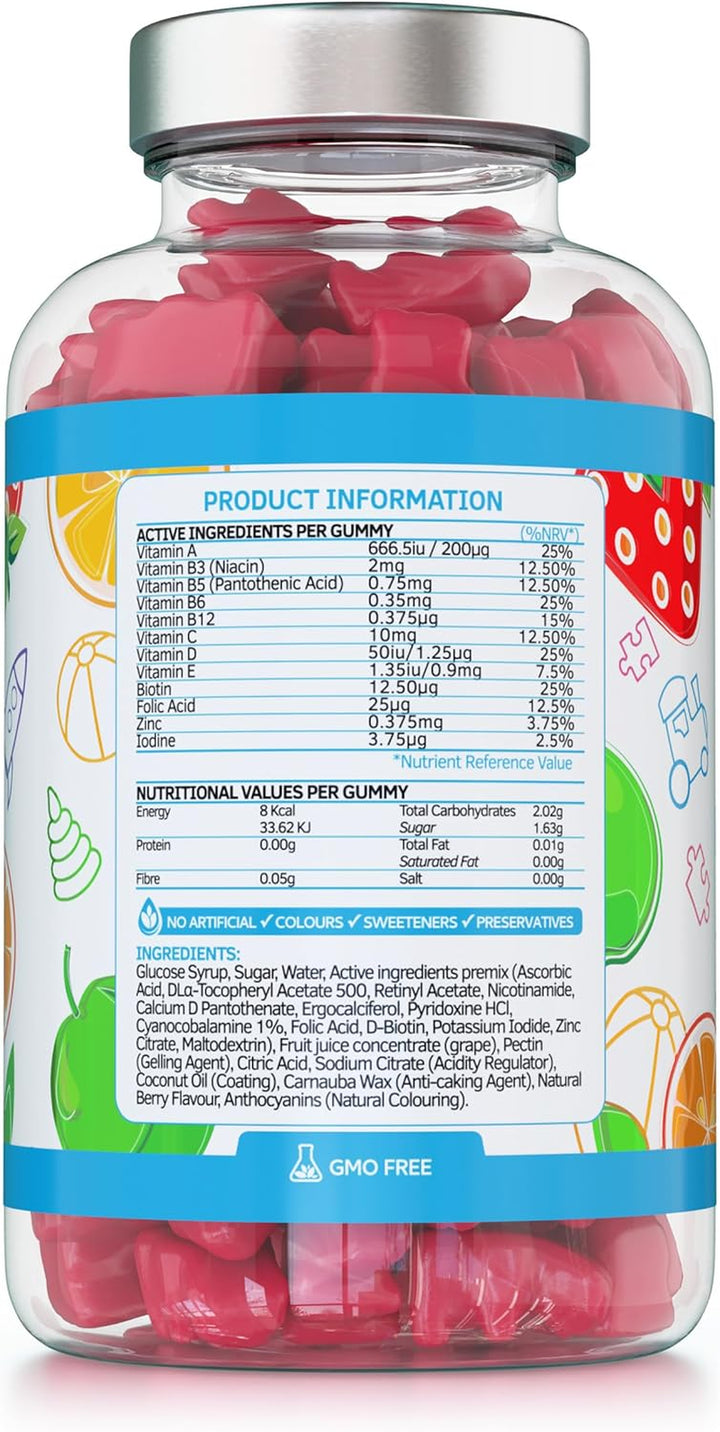 Kids/Childrens Vitamins - 150 Multivitamin & Minerals Gummies - Natural Berry Flavour Packed with Essential Nutrients - Vegan & Free of Artificial Sweeteners – 5 Months Supply – UK Made