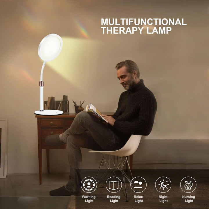 SAD Lamp, SAD Light Therapy Lamp, Uv-Free 10000 Lux Sun Lamp Therapy with 3 Light Colors & 9 Adjustable Brightness & 3 Timer for Lift Mood