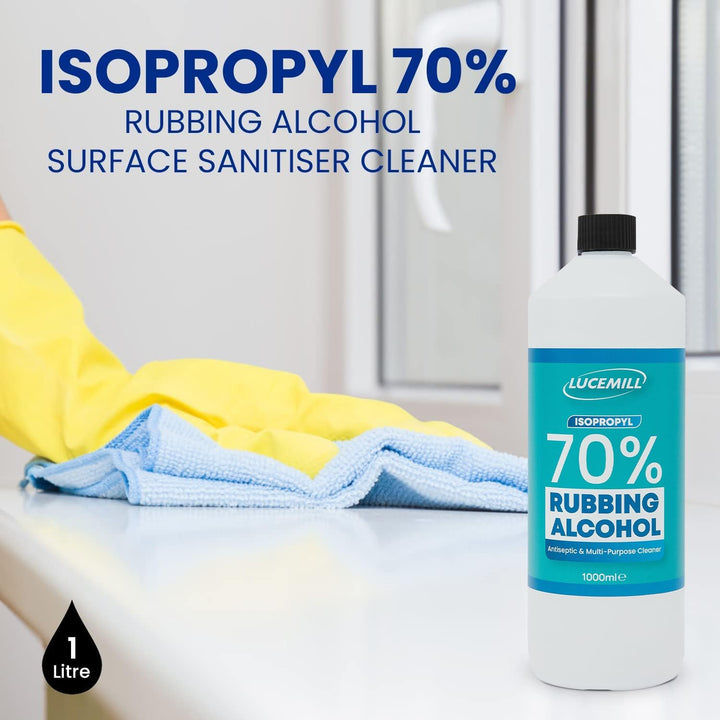 70% Rubbing Alcohol | 1 Litre | Super Strength IPA Surface Sanitiser | 70% Isopropyl Alcohol | Clear Liquid