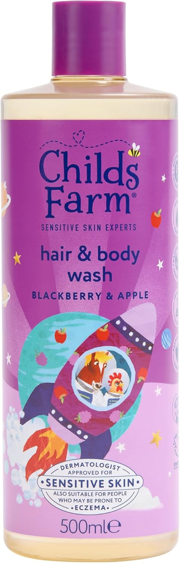Kids Hair & Body Wash, Blackberry & Apple | Tear-Free, Gently Cleanses | Suitable for Dry, Sensitive Skin, 500Ml